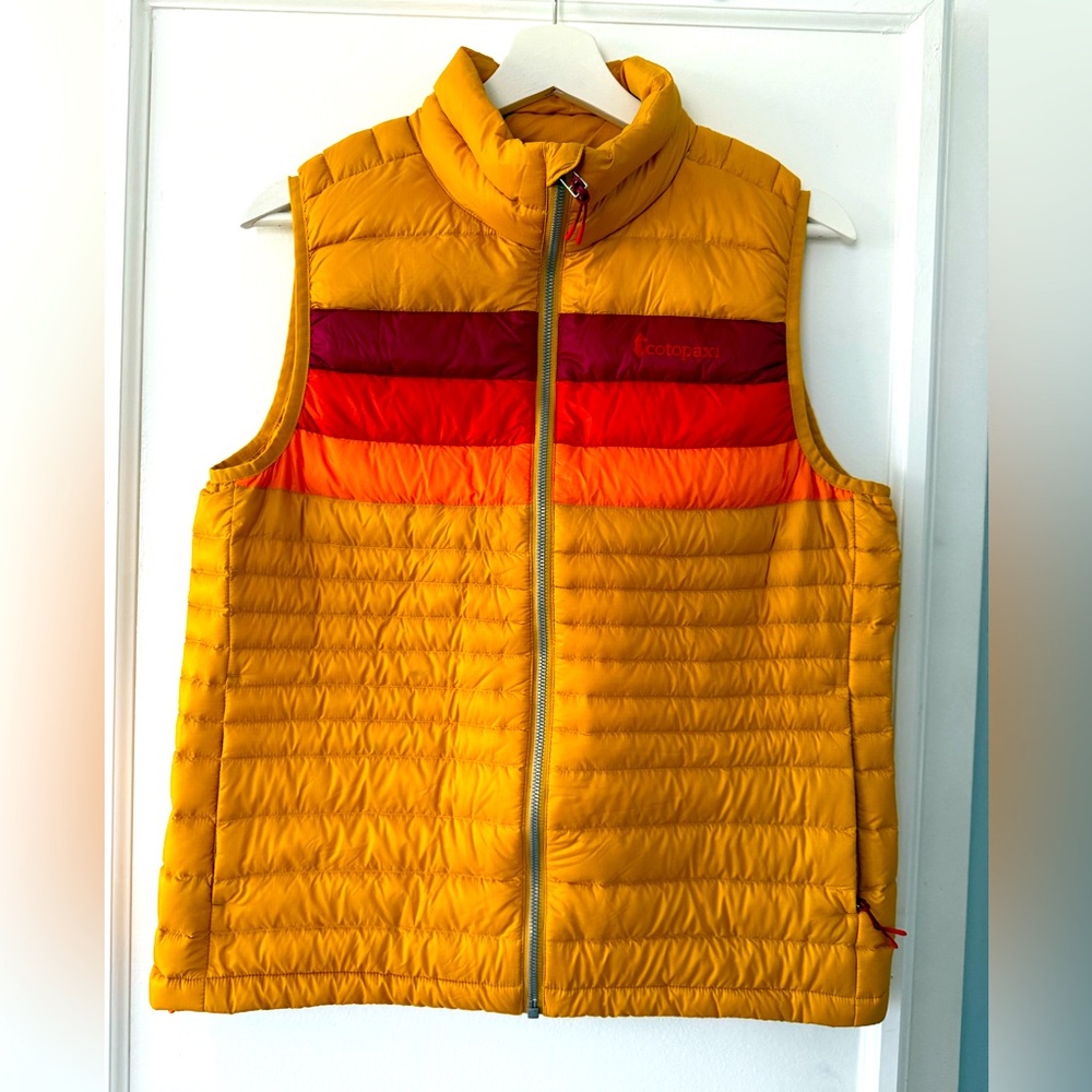 Cotopaxi Fuego Down Mustard Yellow Red Puffer Vest Women’s Medium